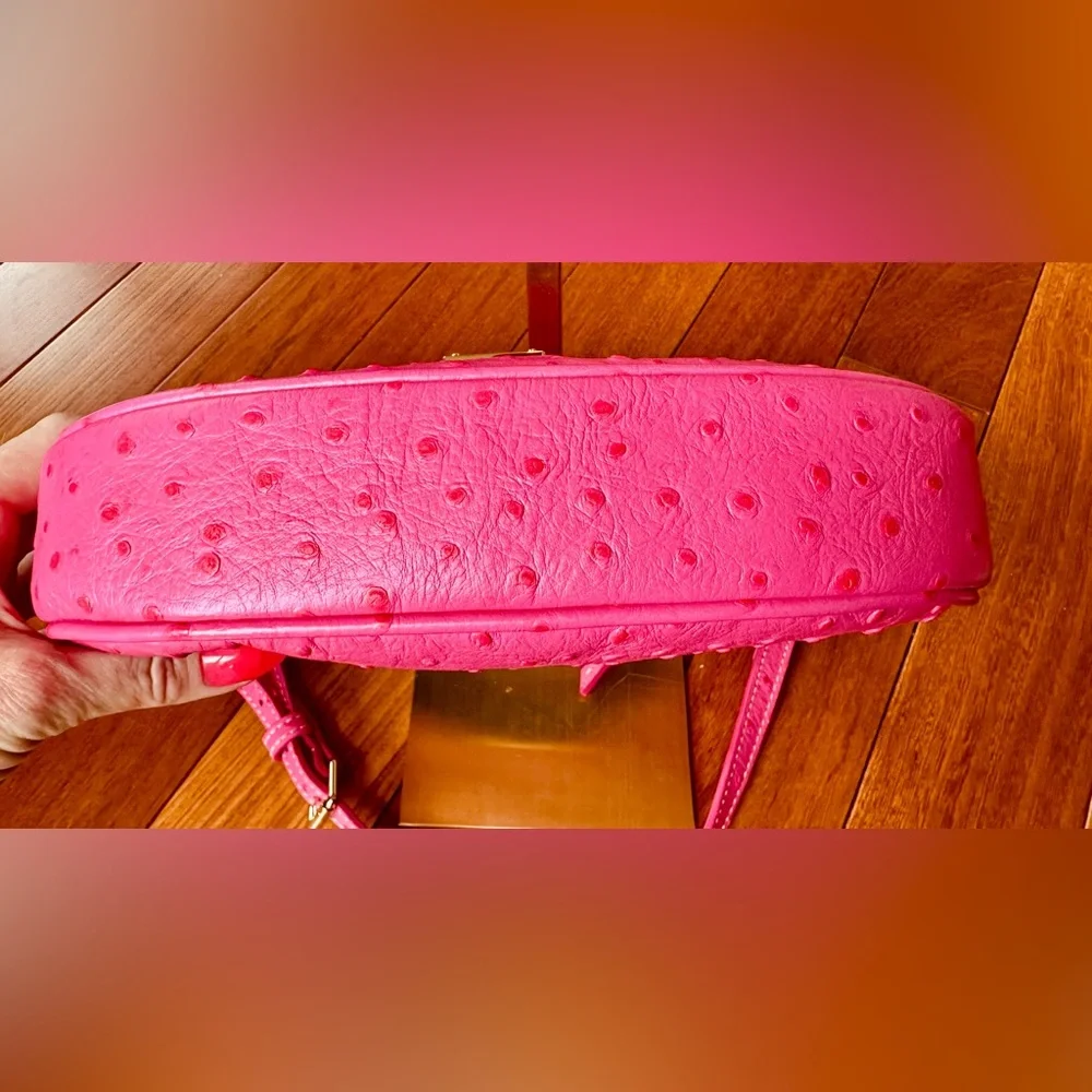 Dooney & Bourke Ostrich Embossed Leather Hobo Bag from the Ostrich Collection - Picture 5 of 11